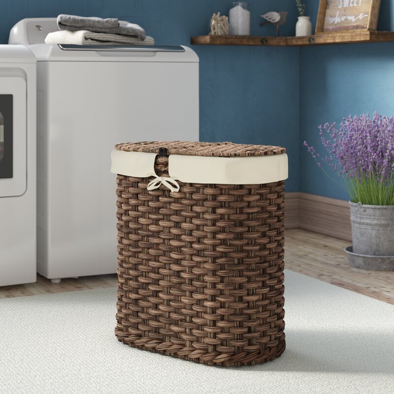 August Grove® Wicker Oval Double Laundry Hamper & Reviews